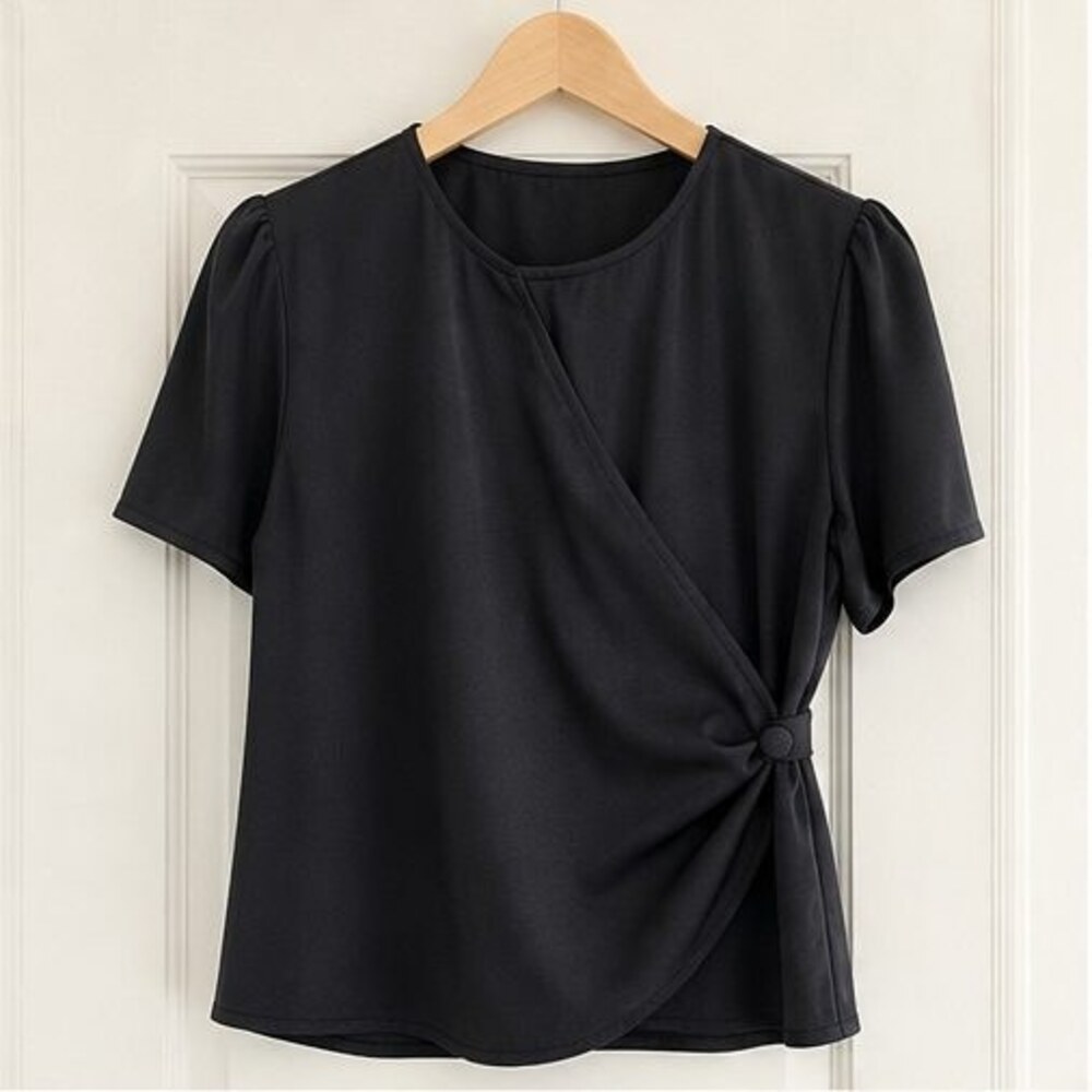 Black Tie Neck Blouse